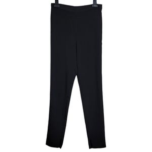 Matthew Ames 100% Silk Ankle & Side Zip Straight Leg Black Trouser Pants